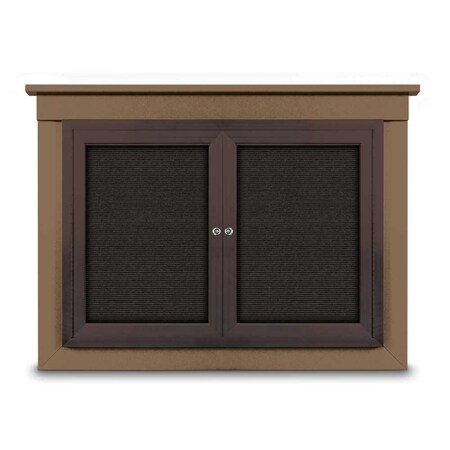 United Visual Products 60"x36" 2-Door Enclosed Letterboard, Black Felt/Walnut UV2625O-WALNUT-BLACK